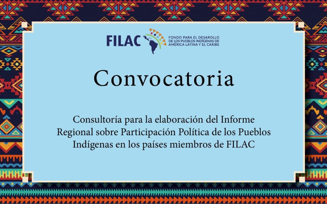 Convocatoria: Consultoría para la elaboración del Informe Regional sobre Participación Política de los Pueblos Indígenas