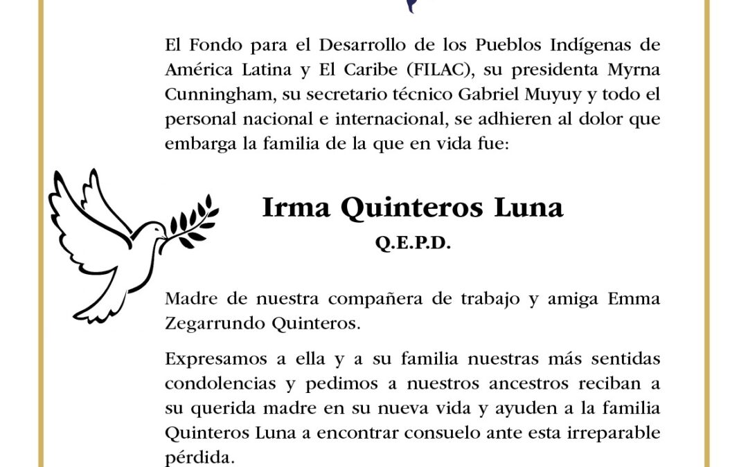 FILAC expresa sus condolencias a la familia Quinteros Luna